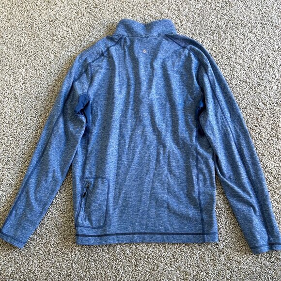 Lululemon Men's Sz Extra Large Blue Long Sleeve 1/4 Zip Pullover Training Shirt - Picture 2 of 8